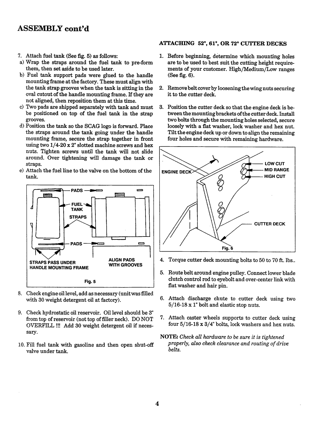 Scag Power Equipment SWZ-18KH, SWZ-20KHE, SWZ-14KH, SWZ-14KA, SWM-51 manual 