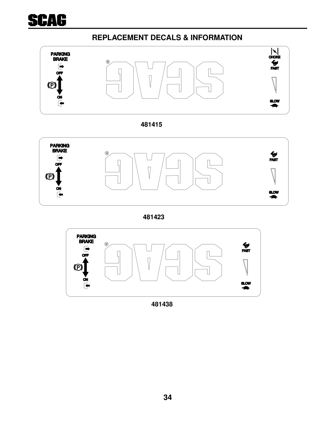 Scag Power Equipment SWZ manual 481415 