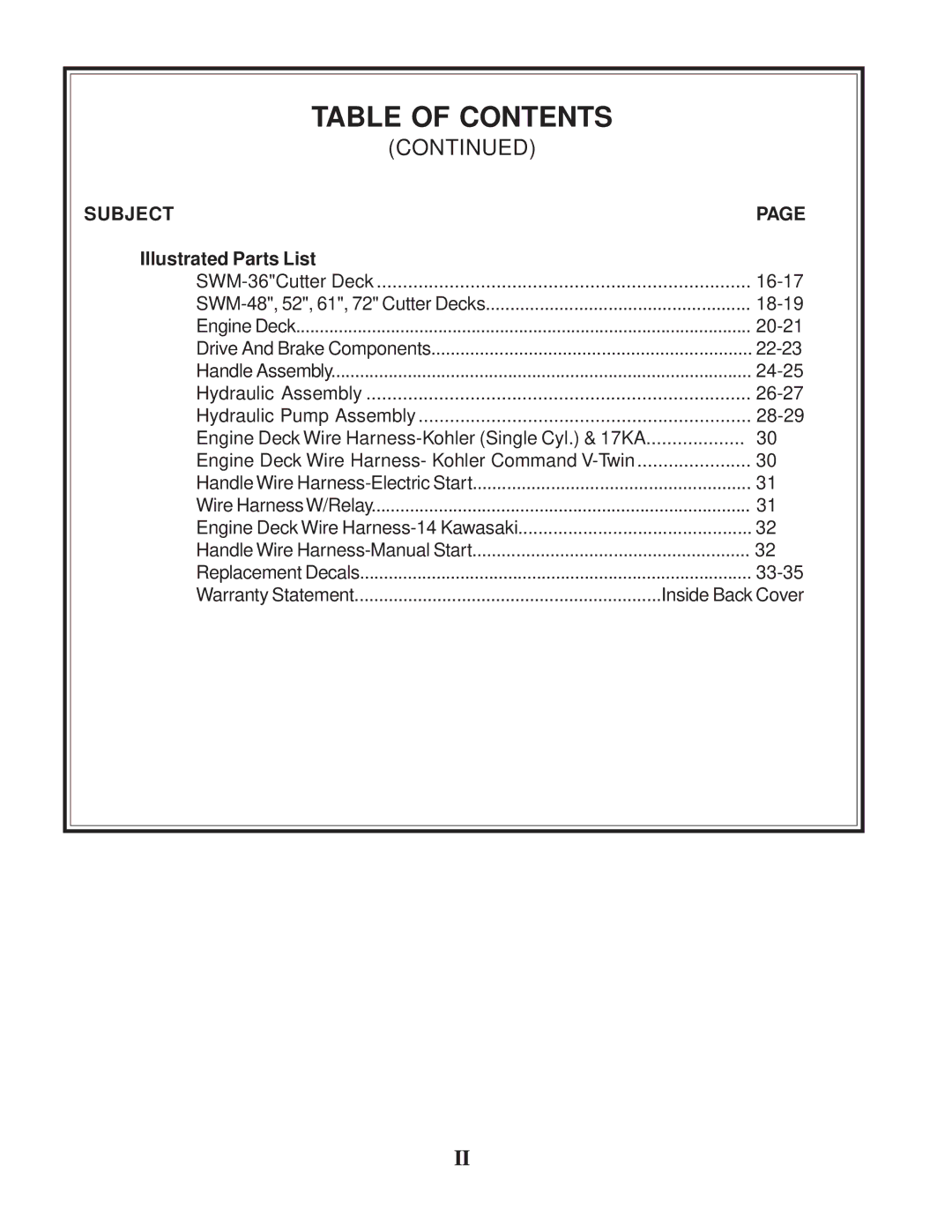 Scag Power Equipment SWZ manual Illustrated Parts List 