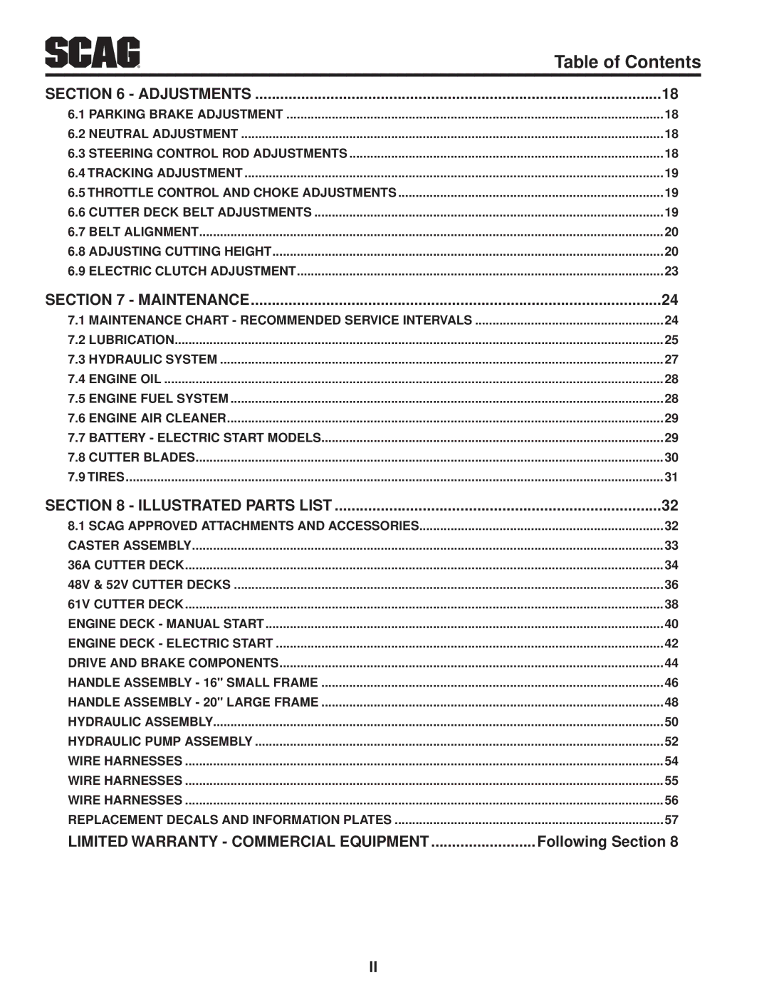 Scag Power Equipment SWZ-21KAE, SWZ52V-19KAI, SWZ-19KAI manual Limited Warranty Commercial Equipment, Following Section 