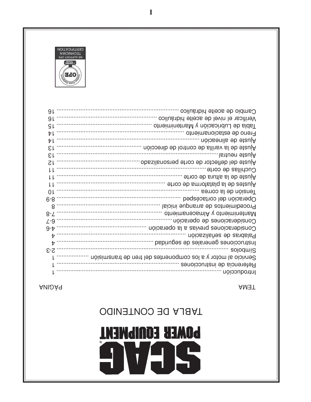 Scag Power Equipment SWZ36A-16KAI, SWZ52V-19KAI, SWZ-19KAI, SWZ48V-17KAI, SWZ36A-17KAI, SWZ-21KAE Señalización de Palabras 