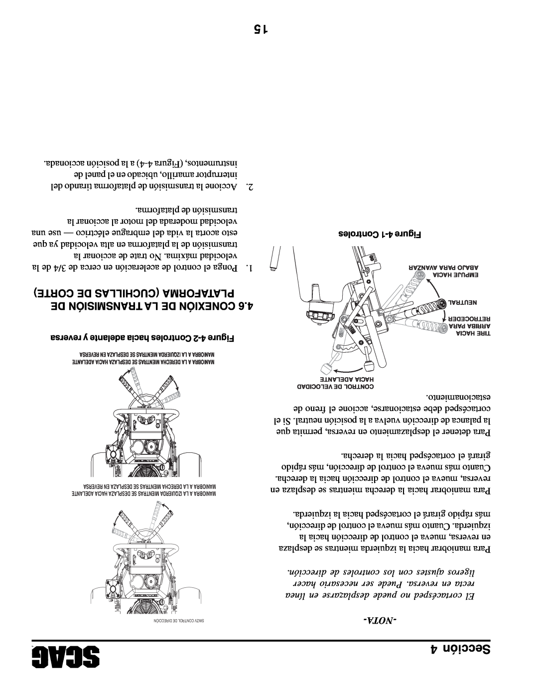Scag Power Equipment SWZV manual Sección, Corte De Cuchillas Plataforma De Transmisión La De Conexión, Nota 