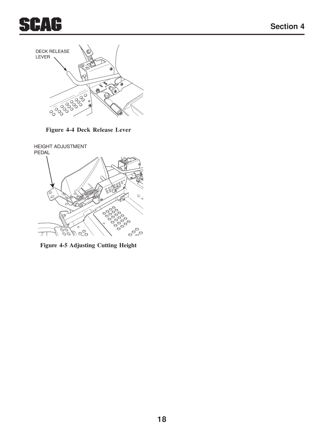 Scag Power Equipment SZC manual Deck Release Lever 