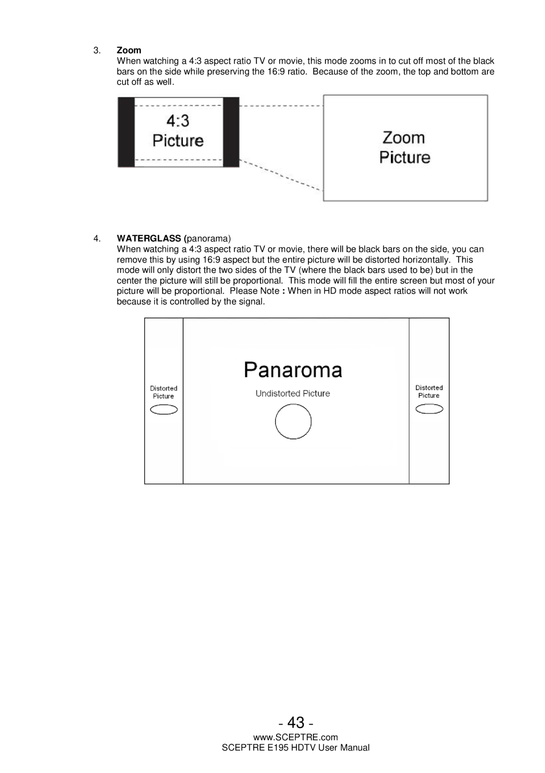 Sceptre Technologies E195 user manual Zoom, Waterglass panorama 