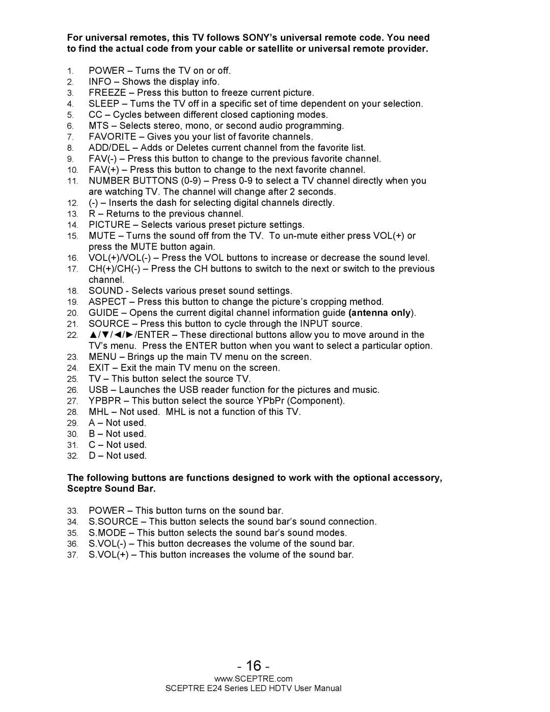 Sceptre Technologies E24 Series user manual 