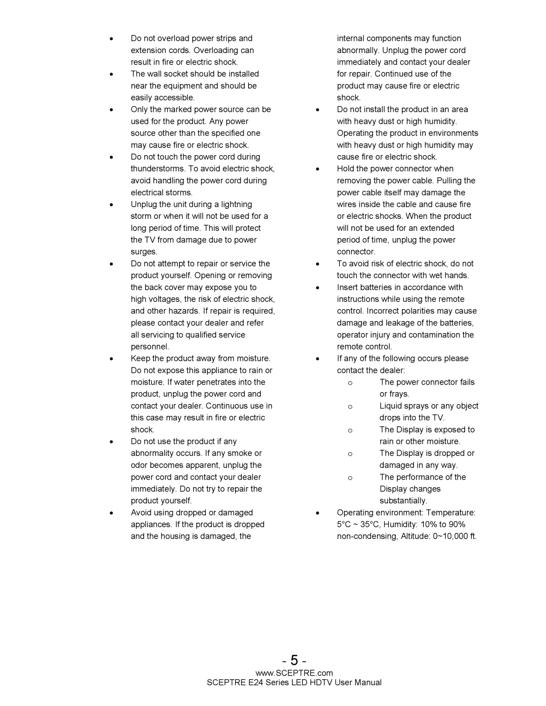 Sceptre Technologies E24 Series user manual 