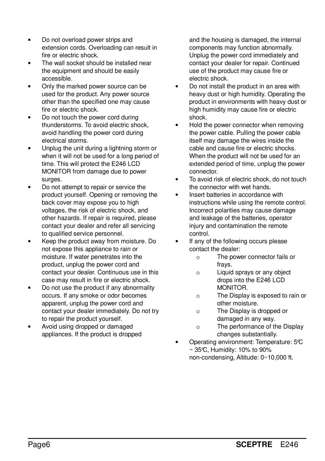 Sceptre Technologies E246 manual Page6 