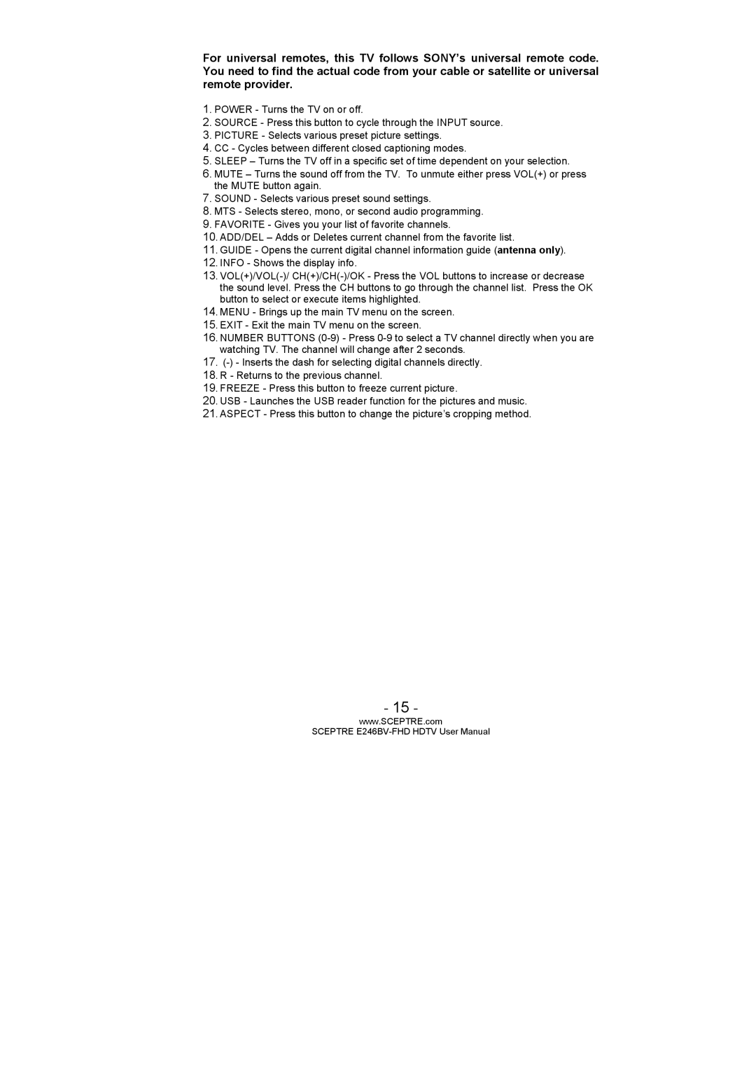 Sceptre Technologies E246BV-FHD, LED HDTV, E236BV-FHD user manual 