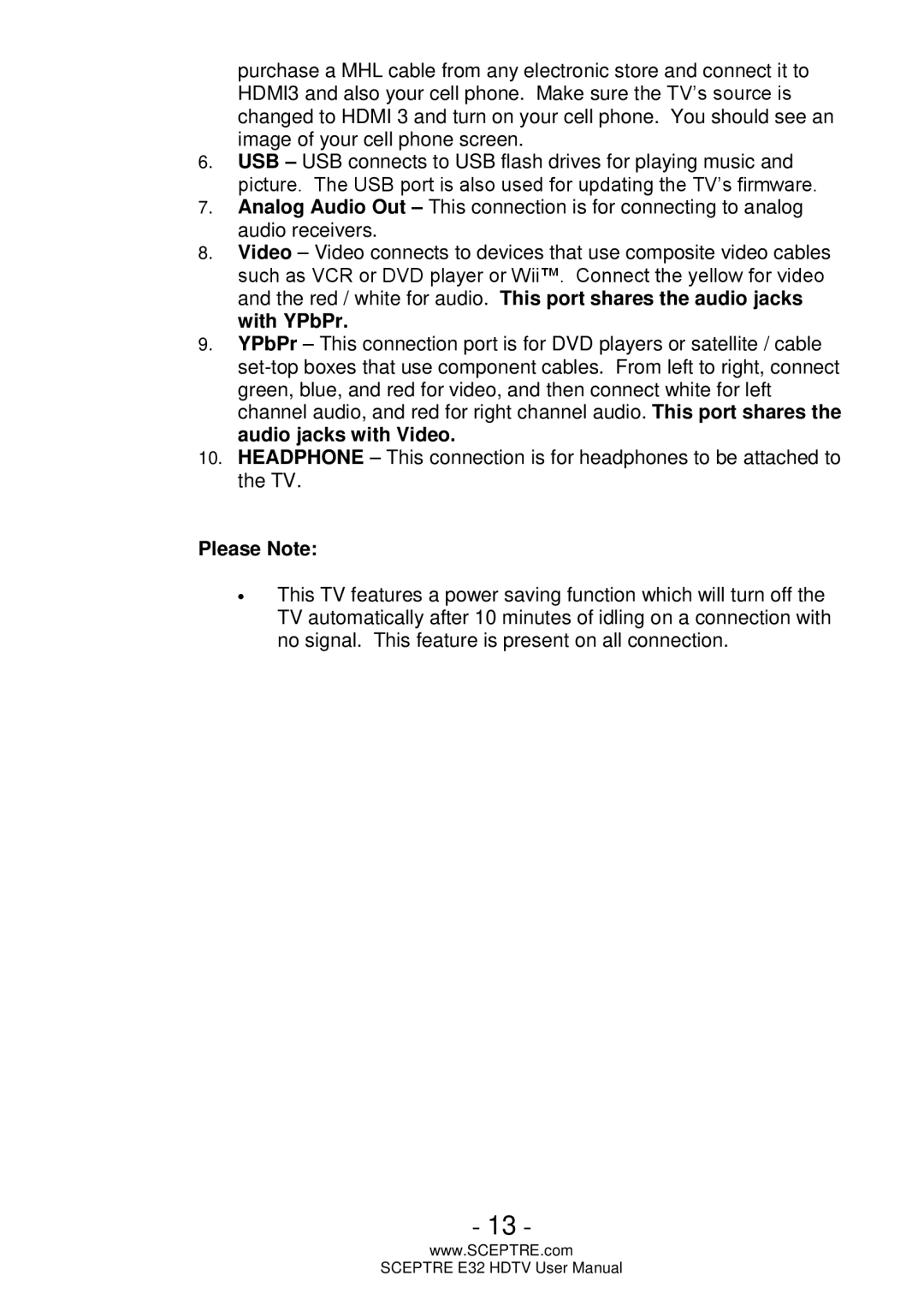 Sceptre Technologies E32 user manual Please Note 