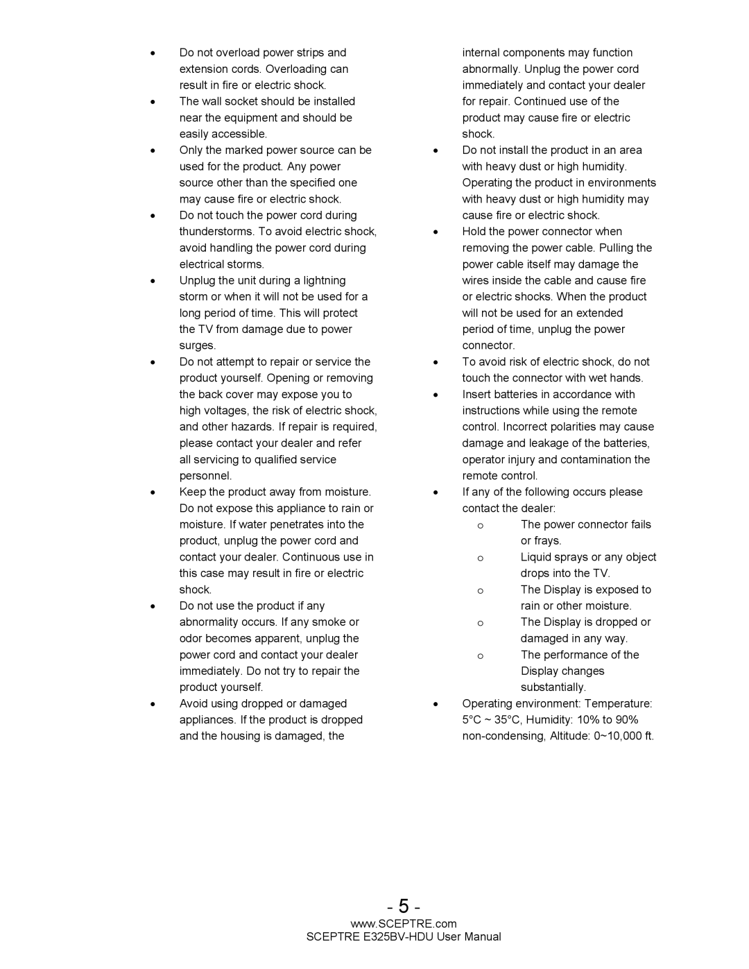 Sceptre Technologies E325BV-HDU user manual 