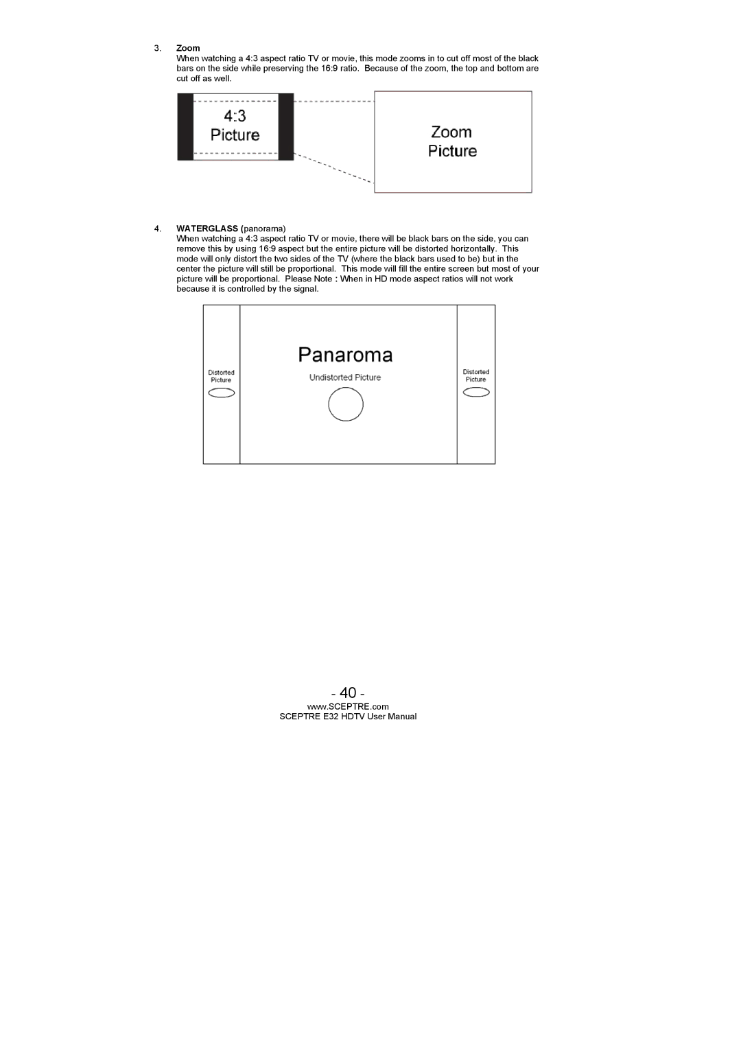 Sceptre Technologies SCEPTRE E32 HDTV user manual Zoom 