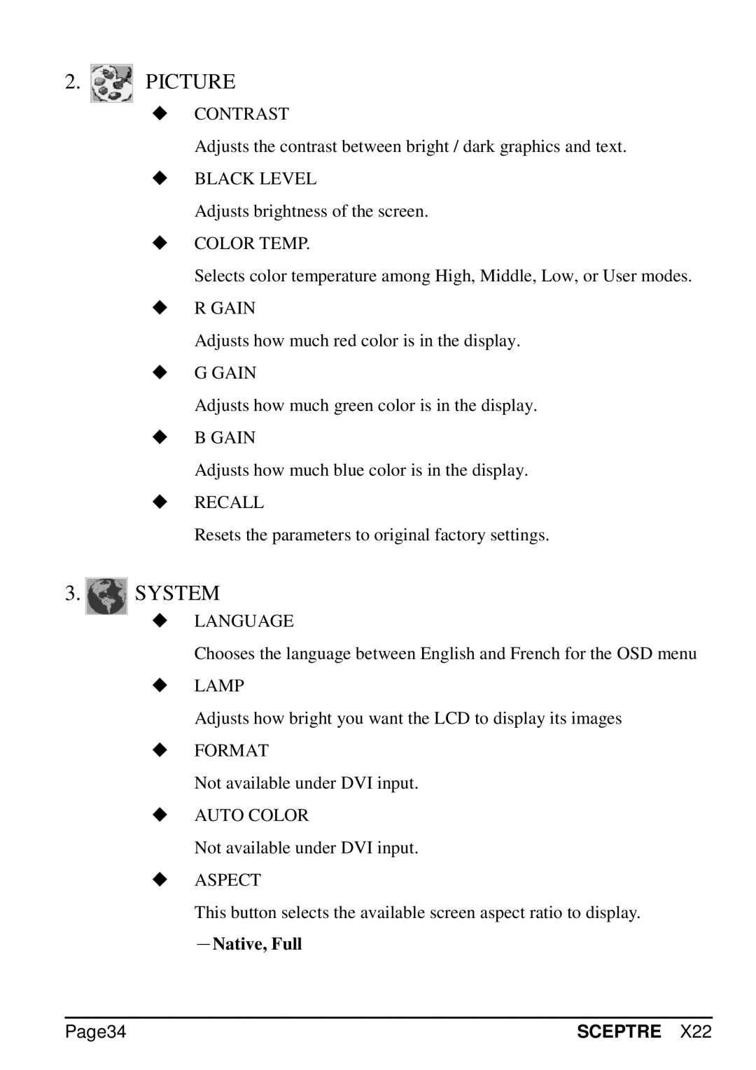 Sceptre Technologies SCEPTRE X22 specifications Page34 