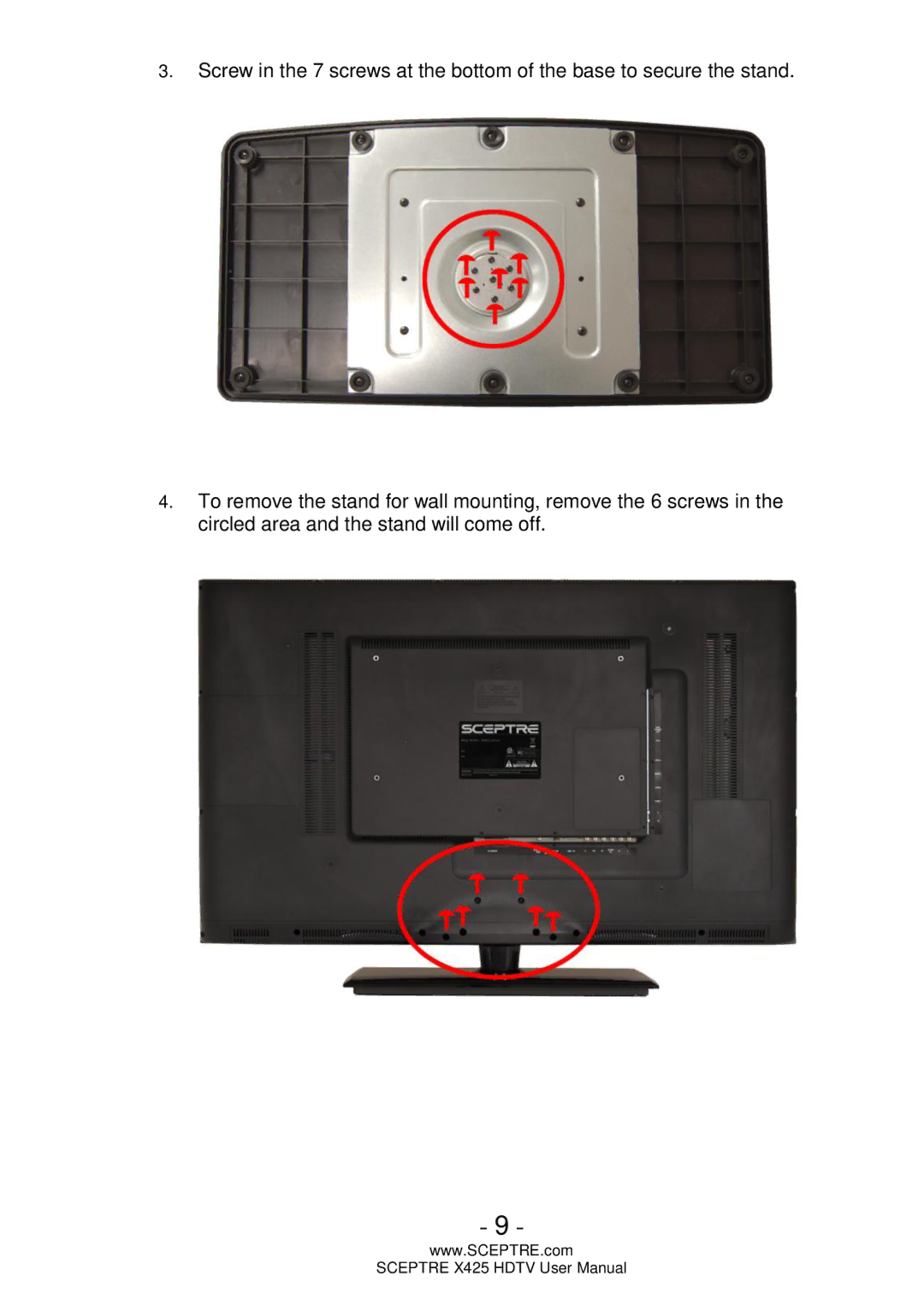 Sceptre Technologies SCEPTRE X425 HDTV user manual 