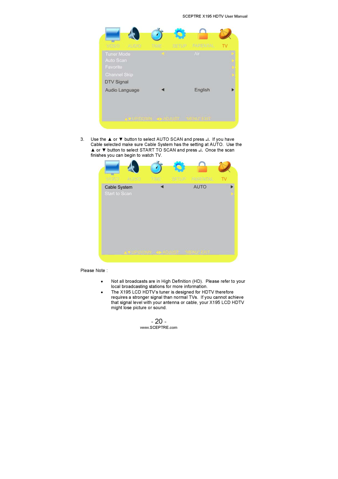 Sceptre Technologies X195 user manual 