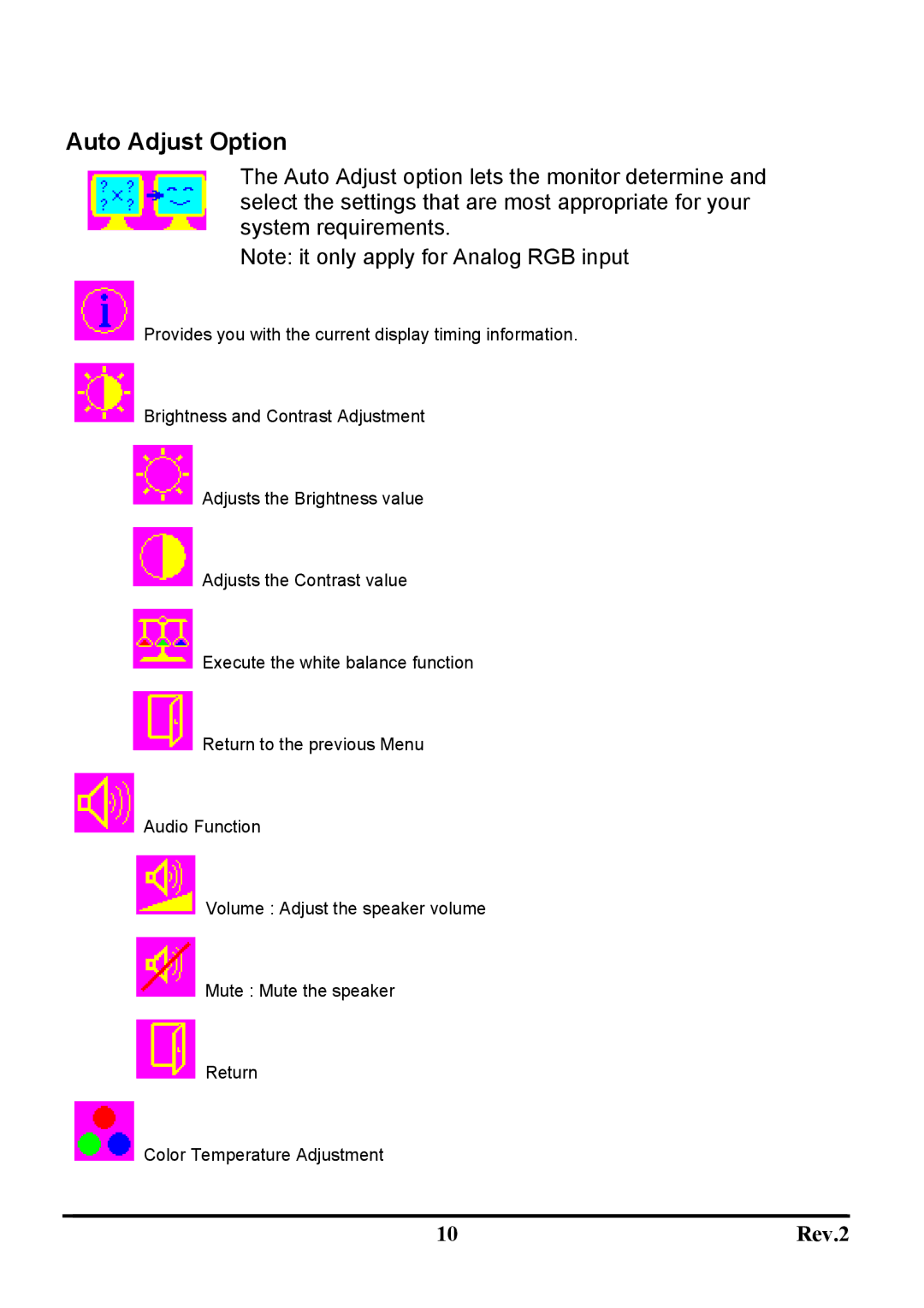 Sceptre Technologies X20g-NagaIII user manual Auto Adjust Option 