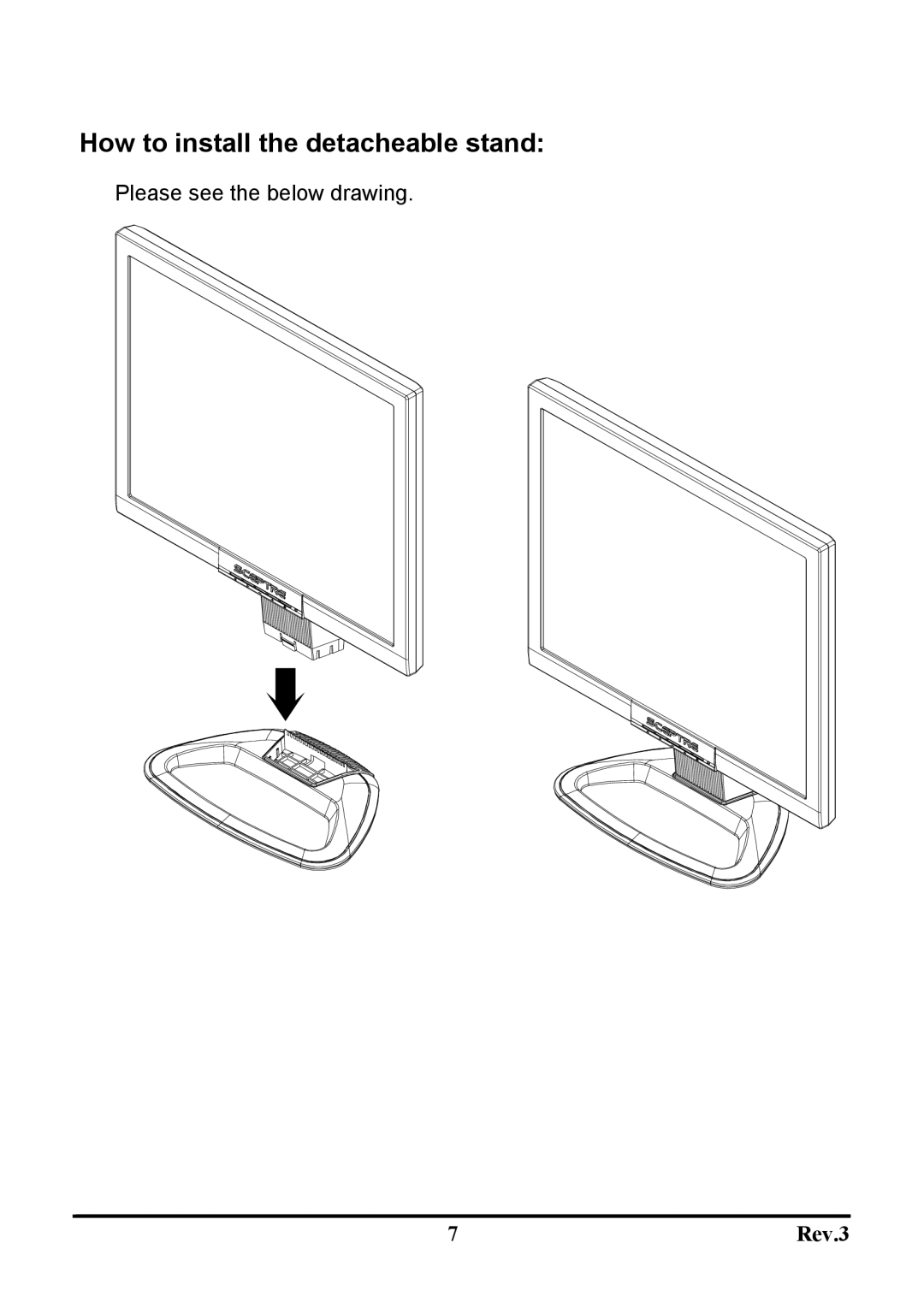 Sceptre Technologies X20WG-Naga user manual How to install the detacheable stand 