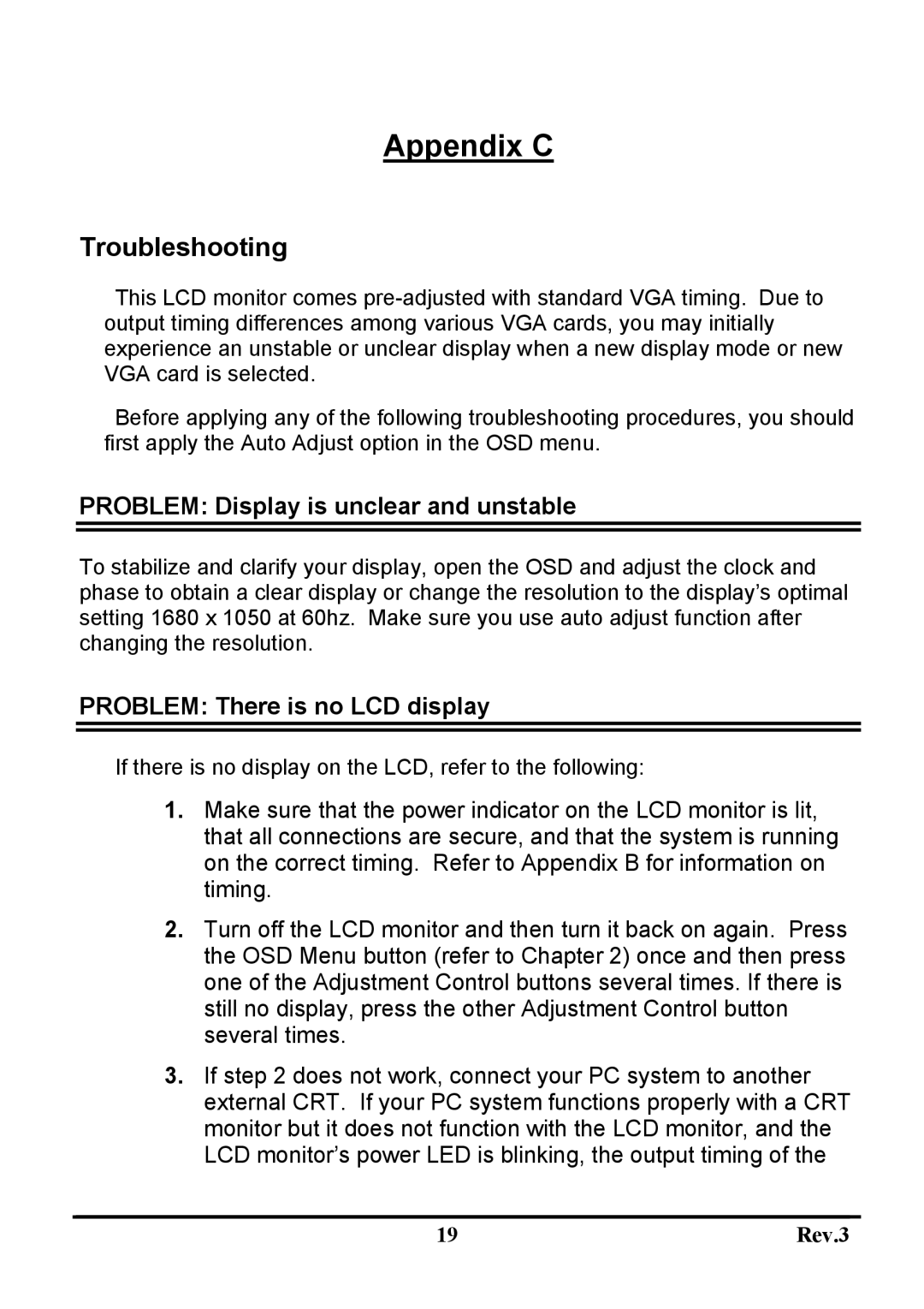 Sceptre Technologies X20WG-Naga user manual Appendix C, Troubleshooting 