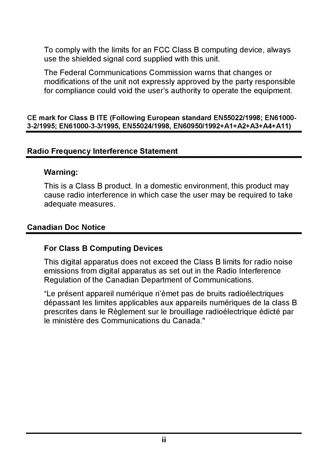 Sceptre Technologies X20WG-Naga user manual Radio Frequency Interference Statement 