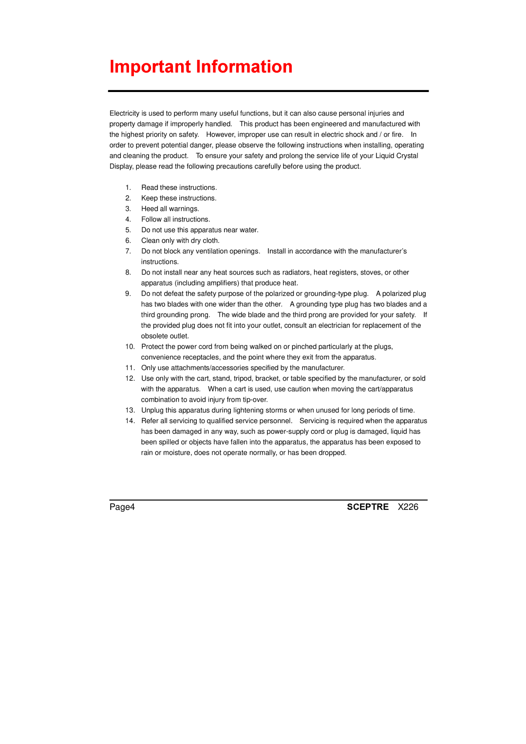 Sceptre Technologies X226 manual Page4 