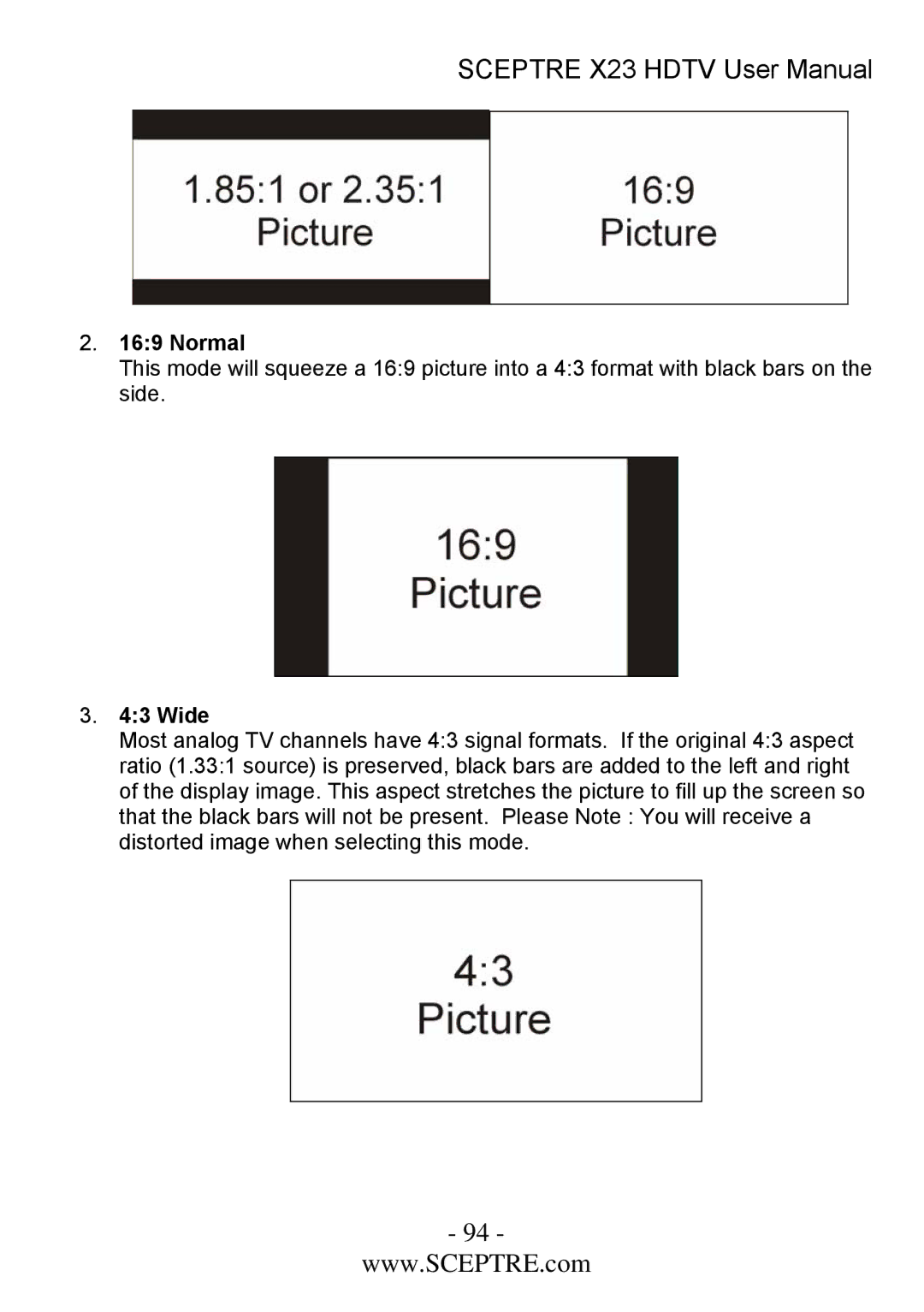 Sceptre Technologies X23 user manual Normal 