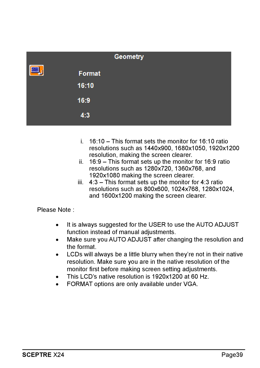 Sceptre Technologies X24 manual Page39 