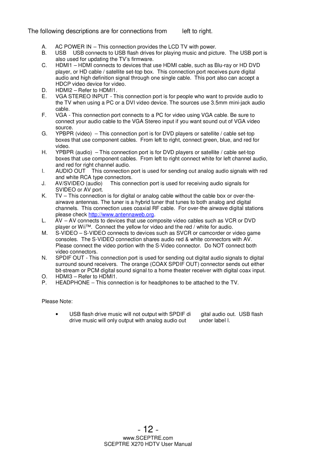 Sceptre Technologies X270 user manual 