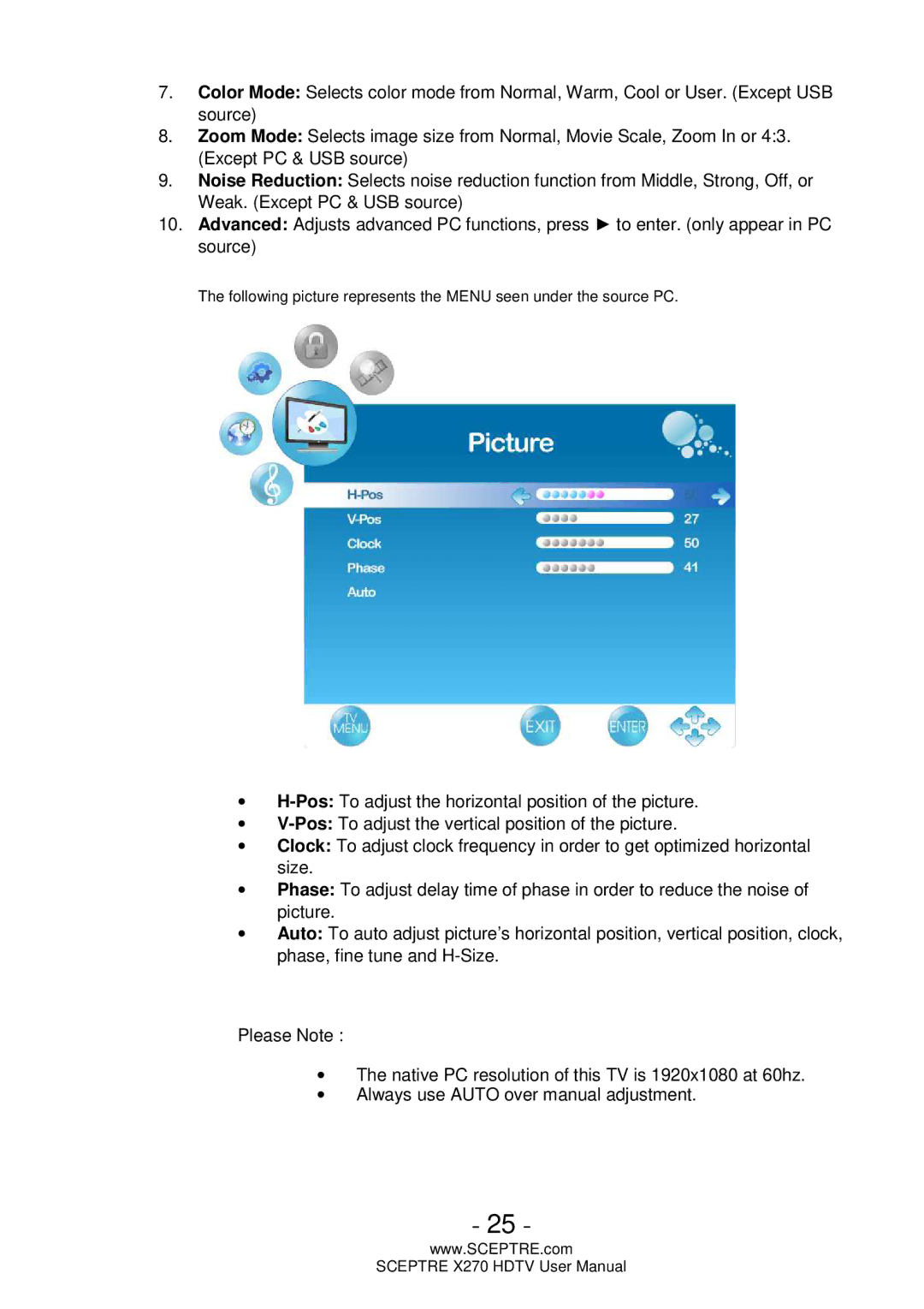 Sceptre Technologies X270 user manual 