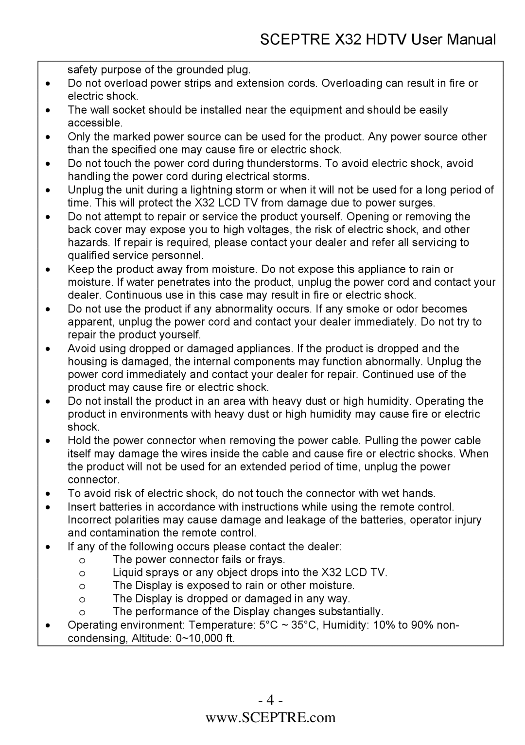 Sceptre Technologies x32 user manual 