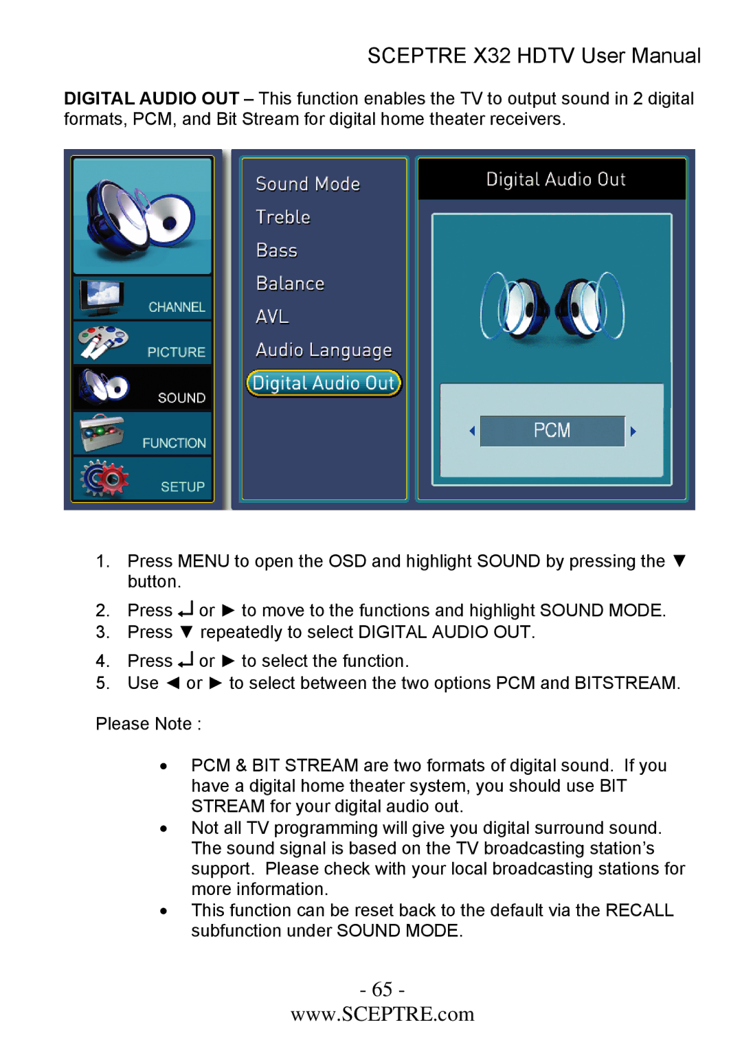 Sceptre Technologies x32 user manual 