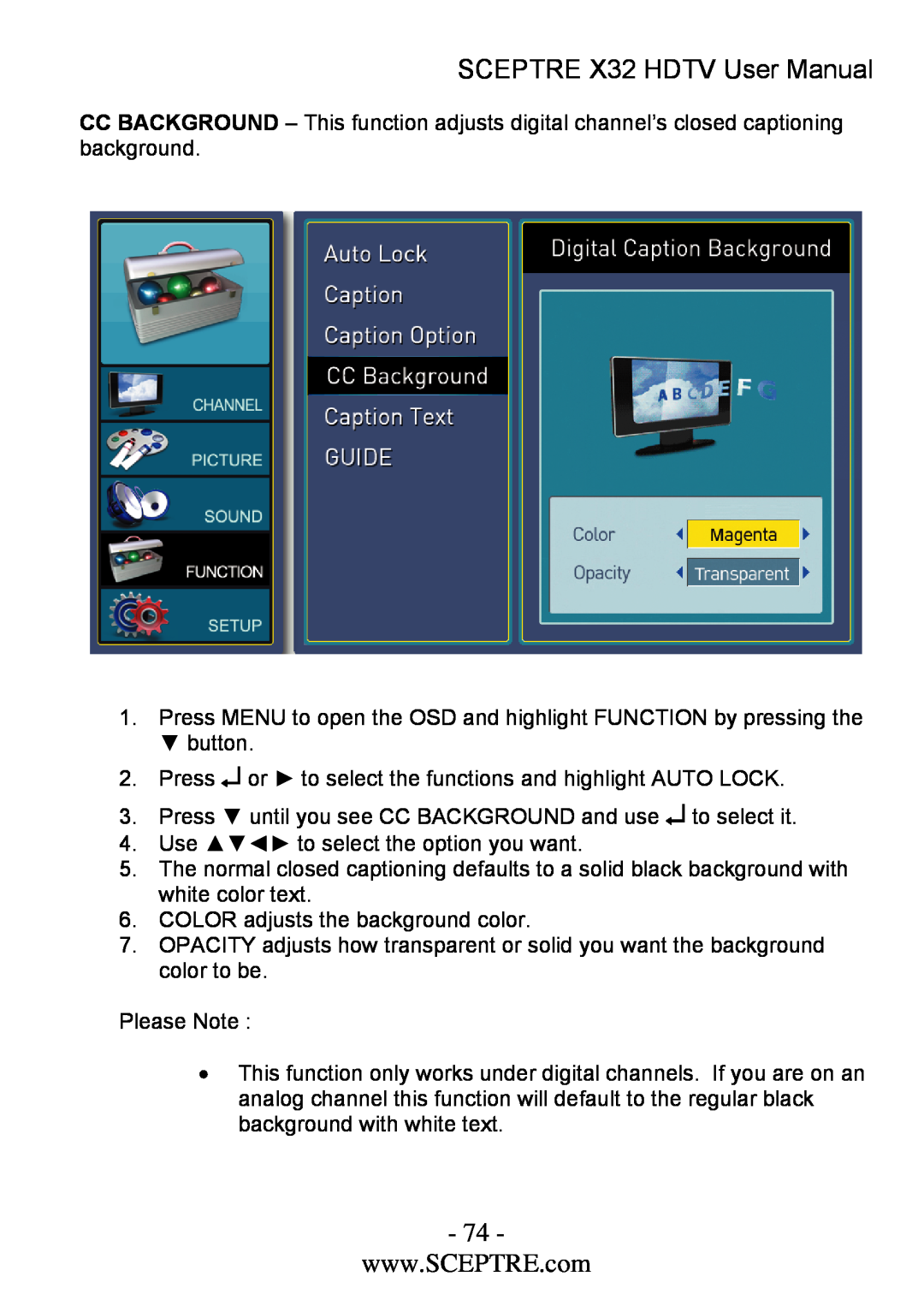 Sceptre Technologies x32 user manual SCEPTRE X32 HDTV User Manual 