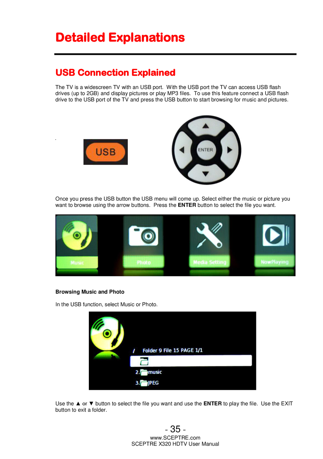 Sceptre Technologies X320 user manual Detailed Explanations, USB Connection Explained 