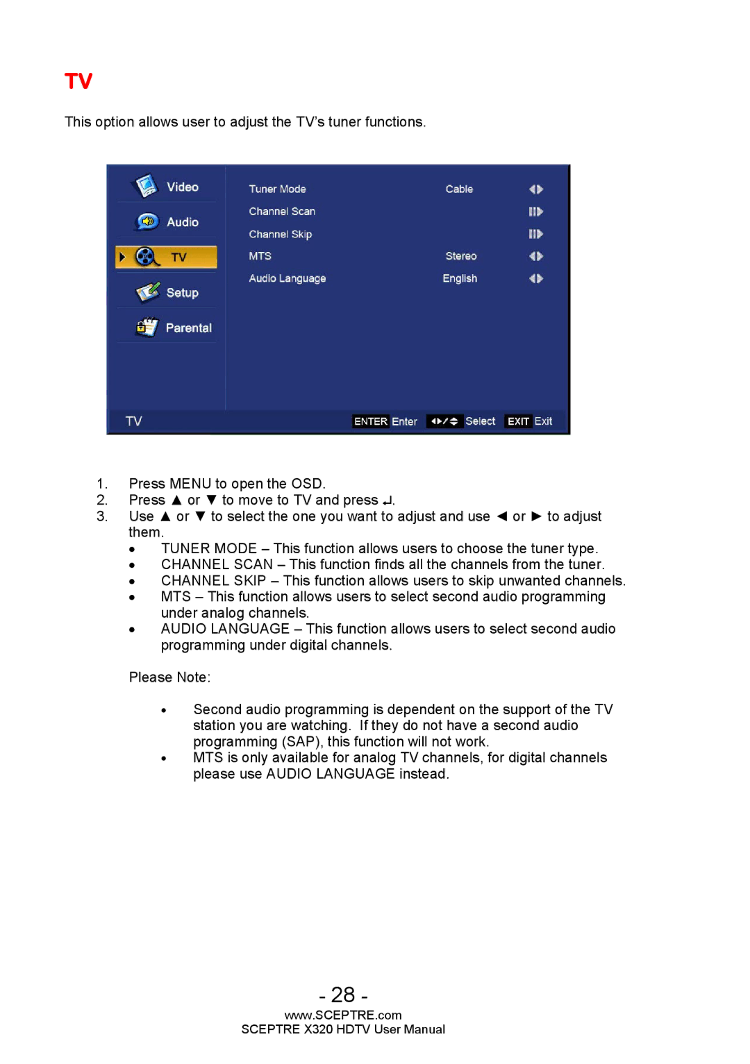 Sceptre Technologies X320 user manual 