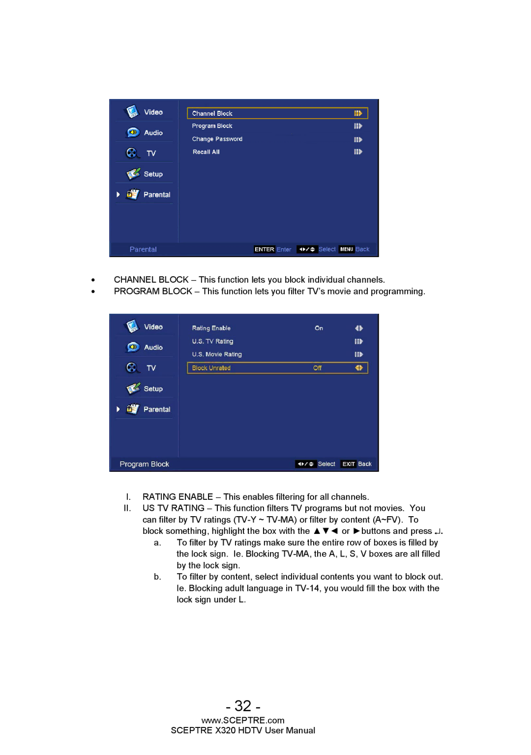 Sceptre Technologies X320 user manual 