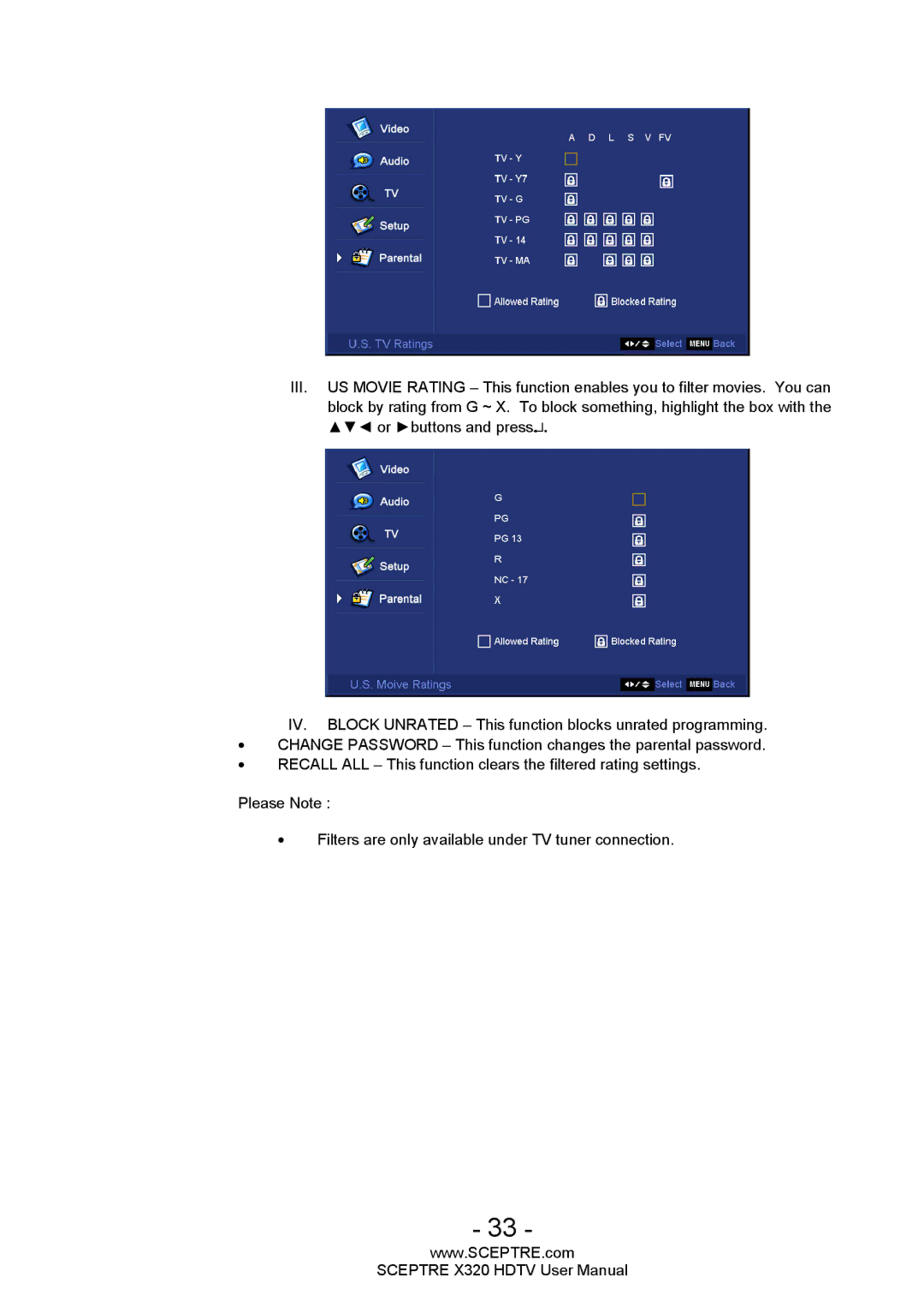 Sceptre Technologies X320 user manual 