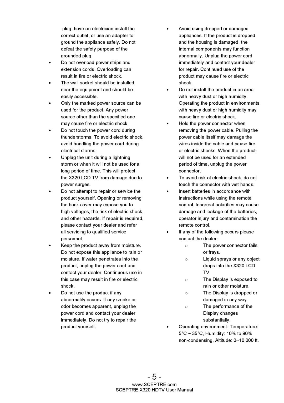 Sceptre Technologies X320 user manual 