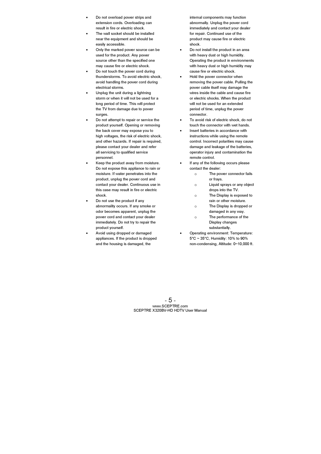 Sceptre Technologies X320BV-HD user manual 