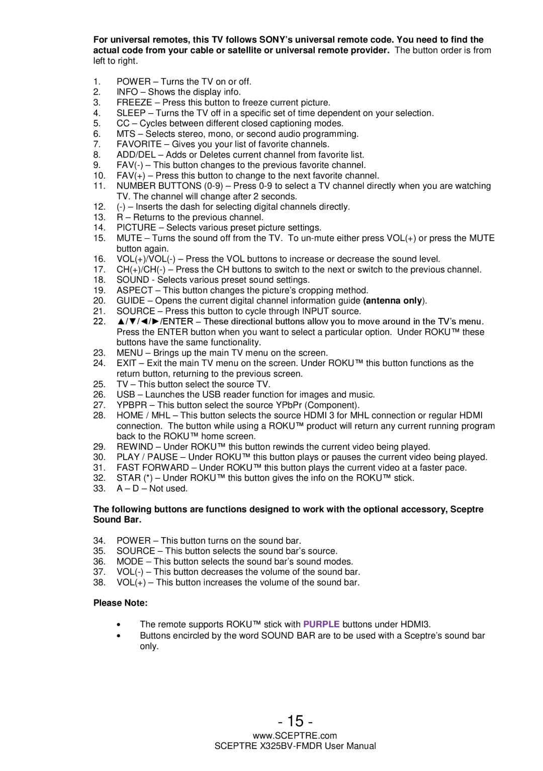 Sceptre Technologies X325BV-FMDR user manual Please Note 