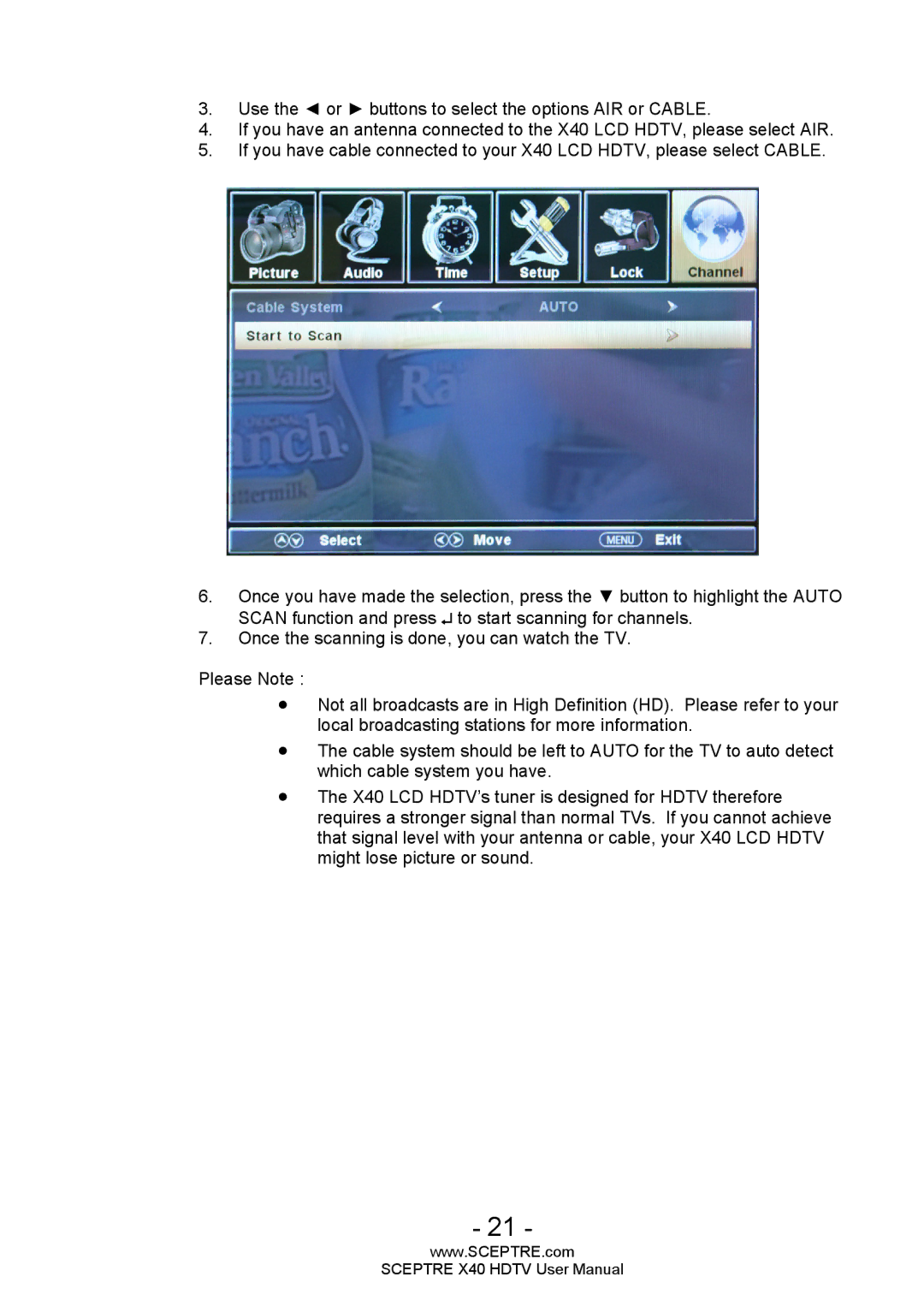 Sceptre Technologies X40 user manual 