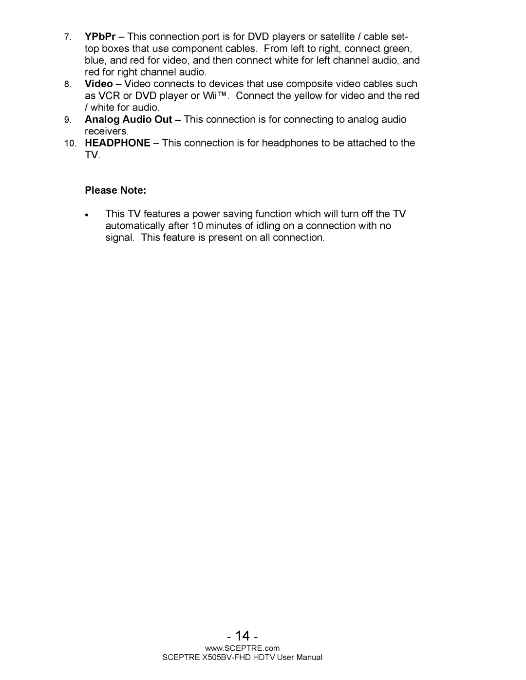 Sceptre Technologies X505BV-FHD user manual Please Note 