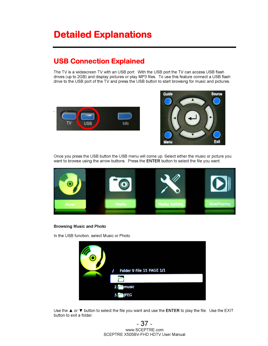 Sceptre Technologies X505BV-FHD user manual Detailed Explanations, USB Connection Explained 