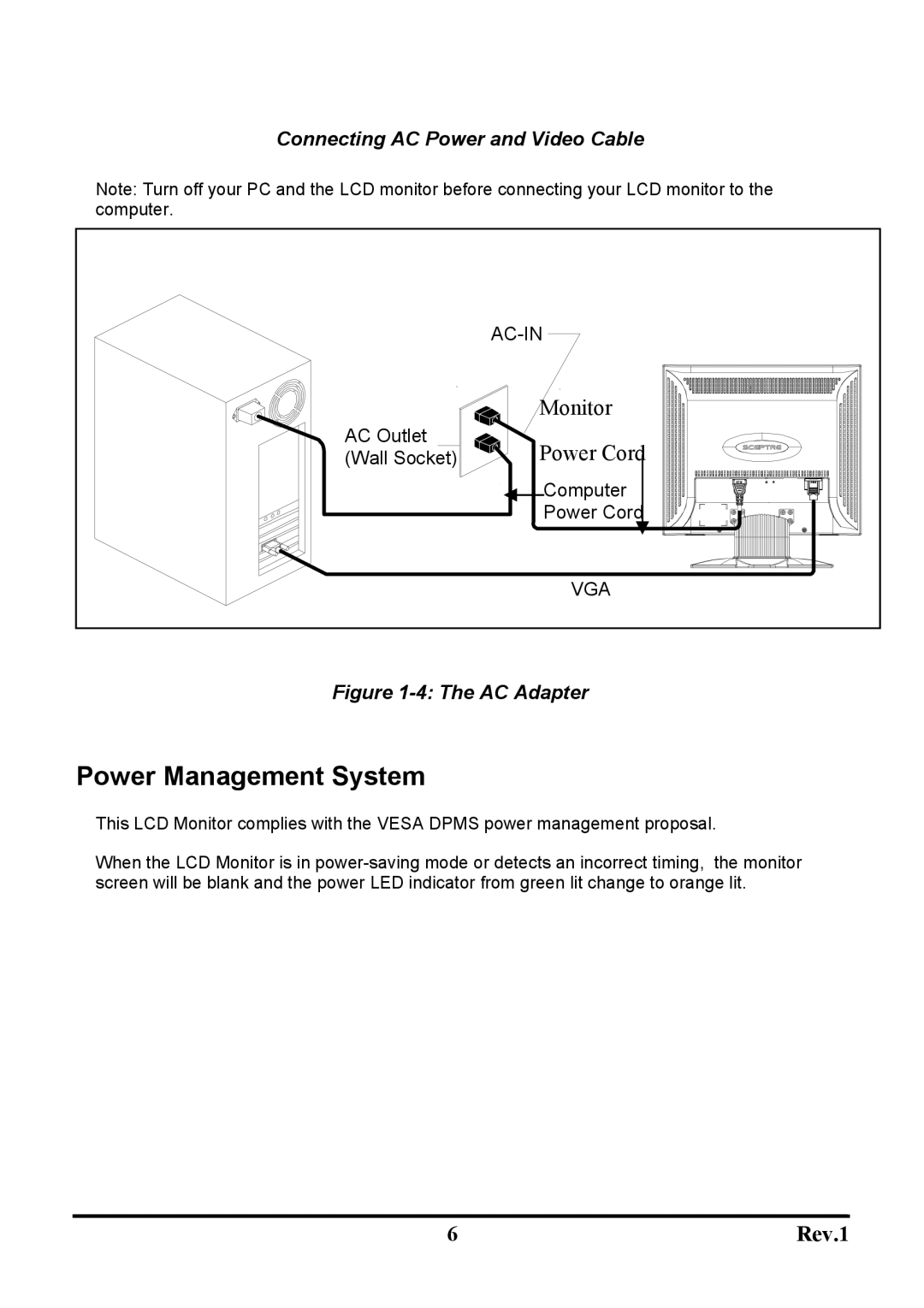 Sceptre Technologies X7g-NagaV user manual Power Management System, AC Adapter 