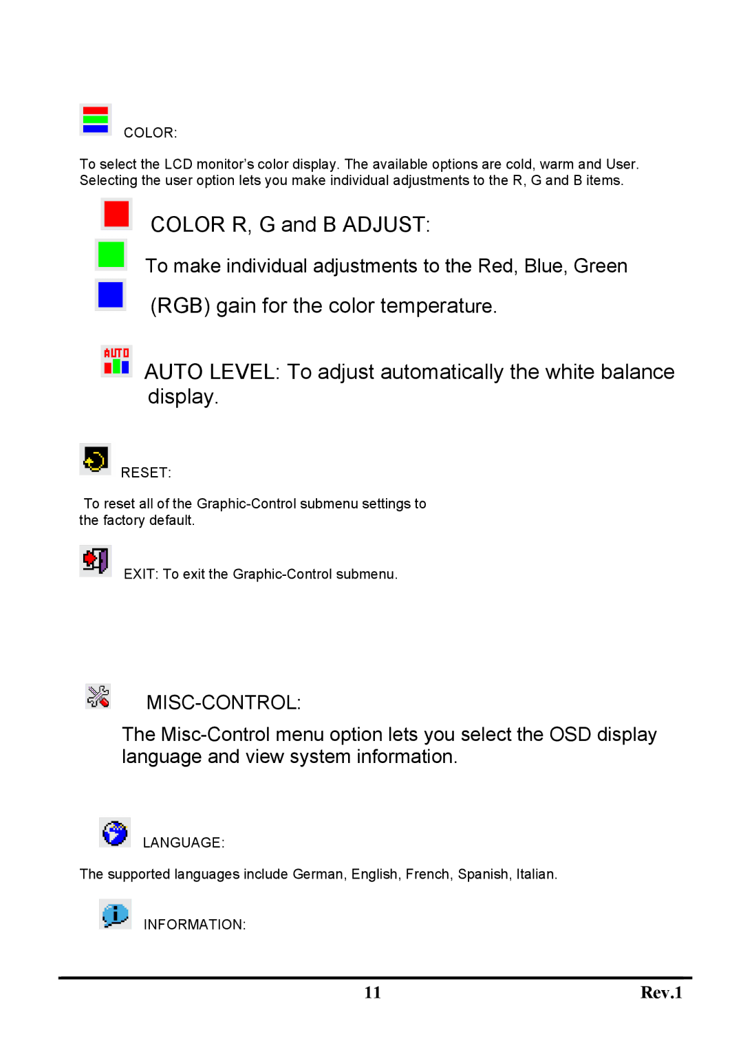 Sceptre Technologies X7g-NagaV user manual Color R, G and B Adjust 