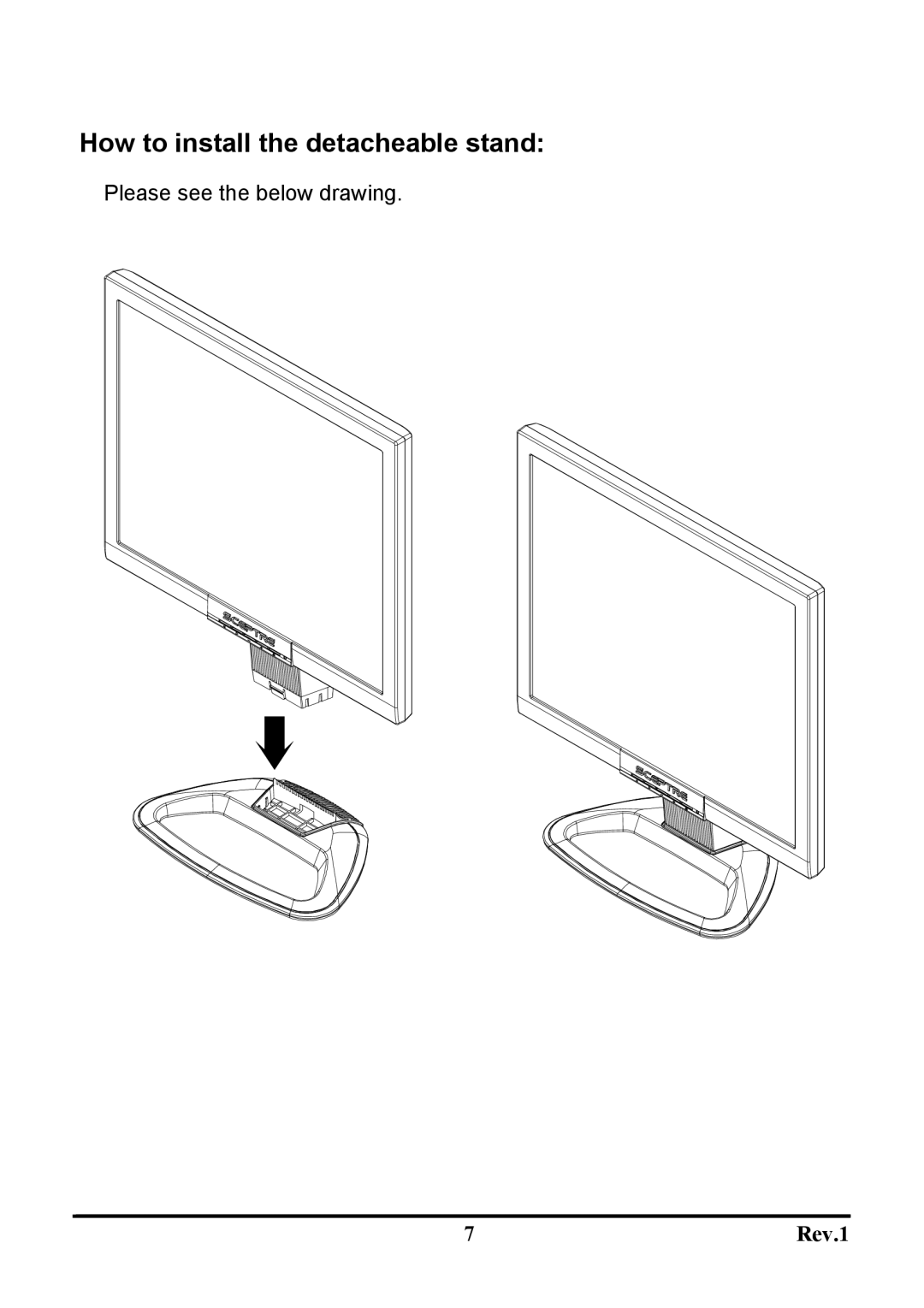 Sceptre Technologies X7S-NagaV user manual How to install the detacheable stand 