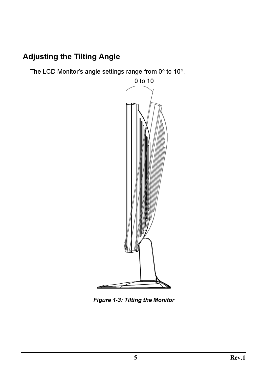 Sceptre Technologies X7S-NagaV user manual Adjusting the Tilting Angle, Tilting the Monitor 