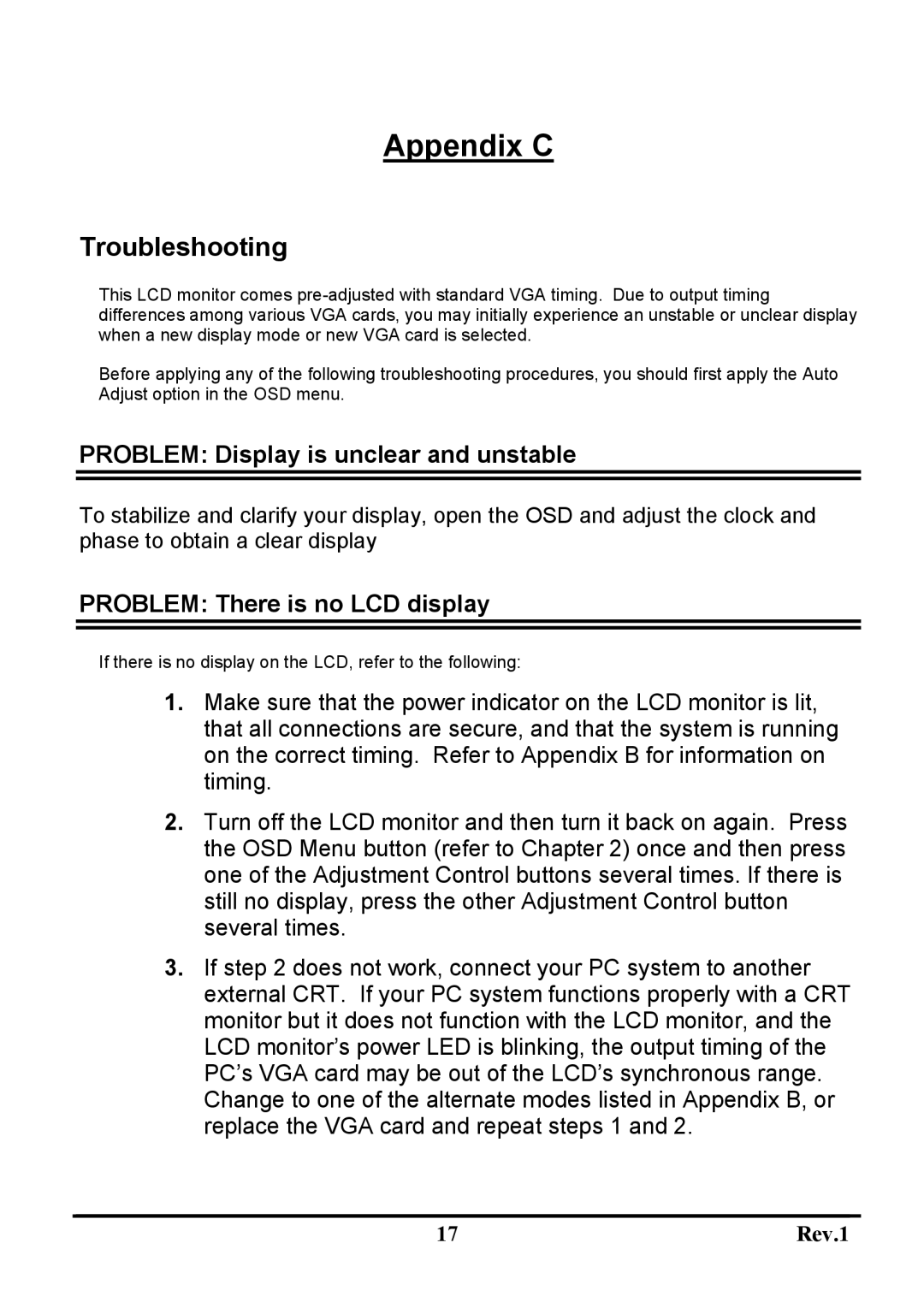 Sceptre Technologies X9C-NagaV user manual Appendix C, Troubleshooting 