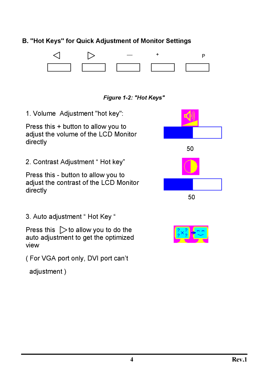 Sceptre Technologies X9C-NagaV user manual Hot Keys for Quick Adjustment of Monitor Settings 