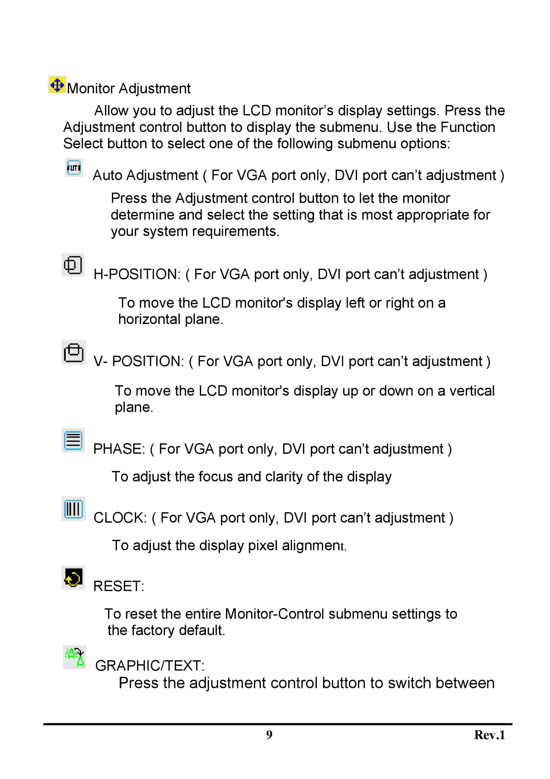 Sceptre Technologies X9G-NAGAV user manual Press the adjustment control button to switch between 