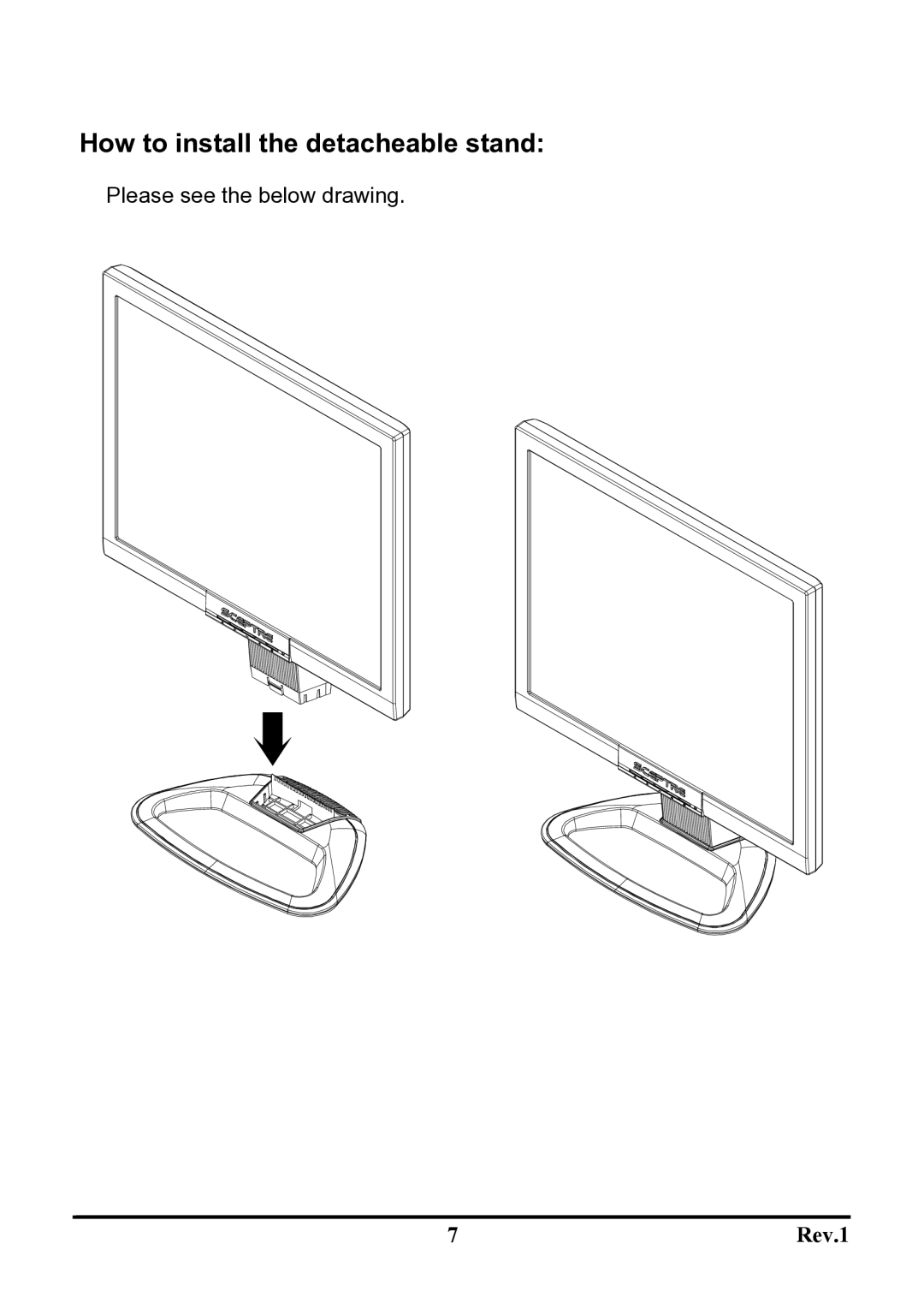 Sceptre Technologies X9S-NagaV user manual How to install the detacheable stand 