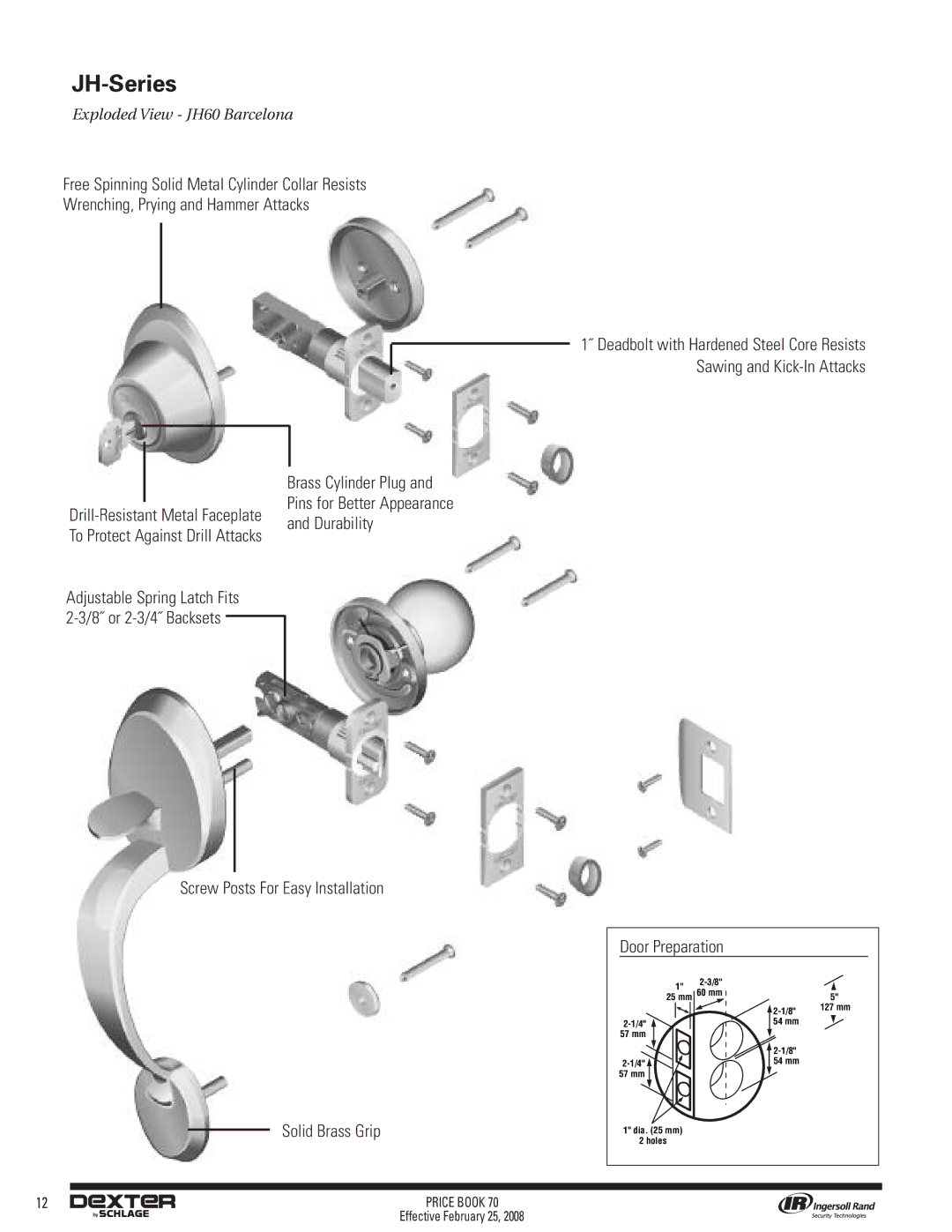 Schlage 70A manual JH-Series 