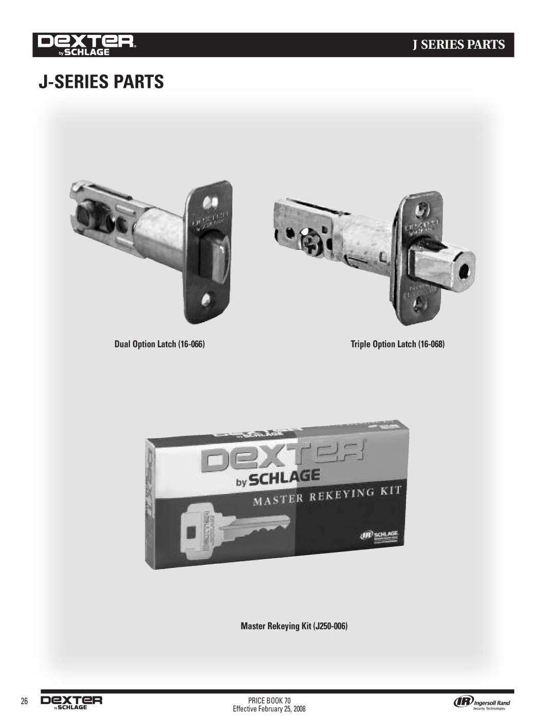 Schlage 70A manual Series Parts 